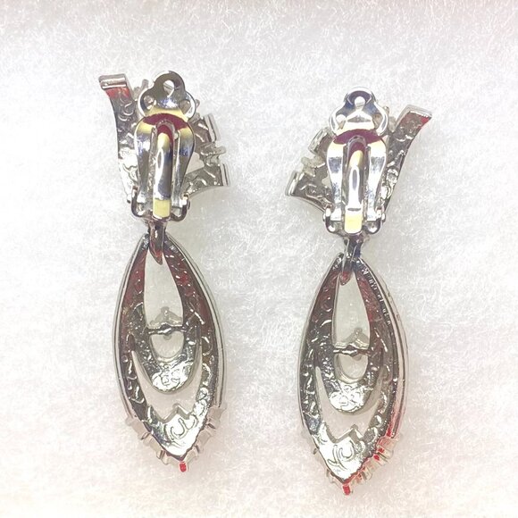 Evening/Special Occasion Clip-On Earrings Silver Tone w/Rhinestones - Picture 2 of 4